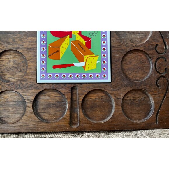 Vintage Wood Charcuterie  Cheese Board With Swiss & French Cheese Design - Picture 7 of 10